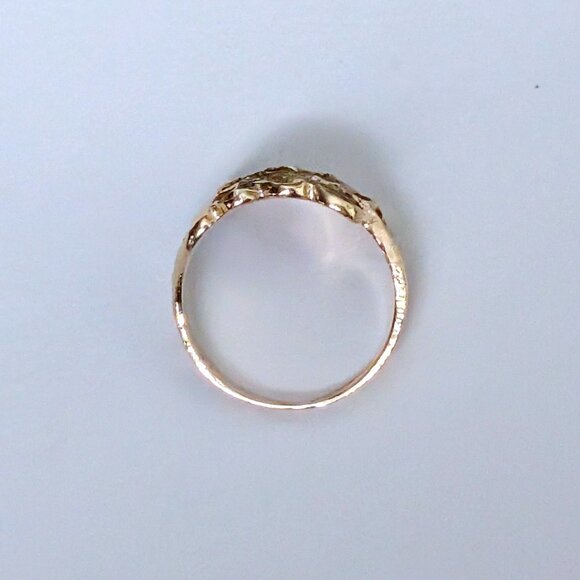 Vintage Solid 14K Yellow Gold Diamond Cut Leaf Bypass RING 14kt - Picture 7 of 14